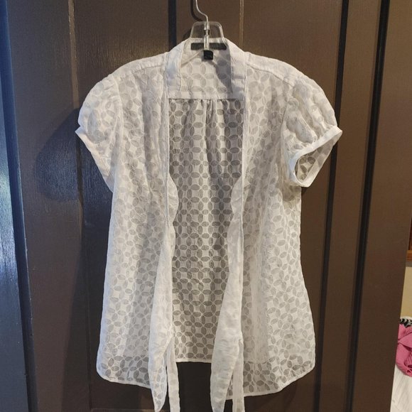 Express Design Studio sheer white wrap tie top - Picture 3 of 4